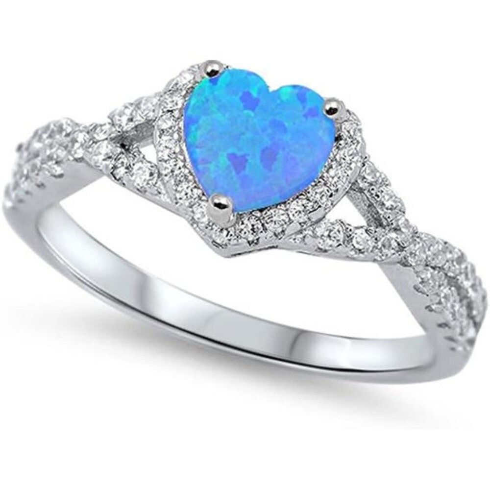 Sterling Silver Heart Halo Cubic Zirconia Promise Ring